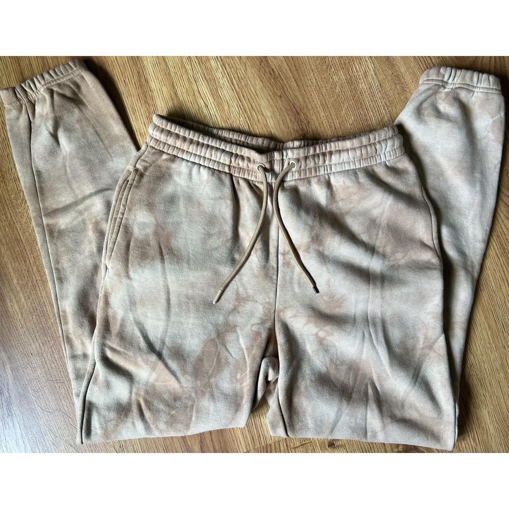 CSG Men Brown Beige Fleece Jogger Sweatpants Relaxed Fit Drawstring Size XL